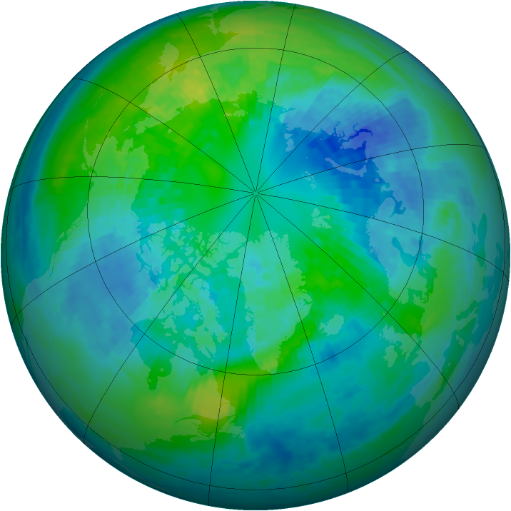 Arctic ozone map for 07 October 2003
